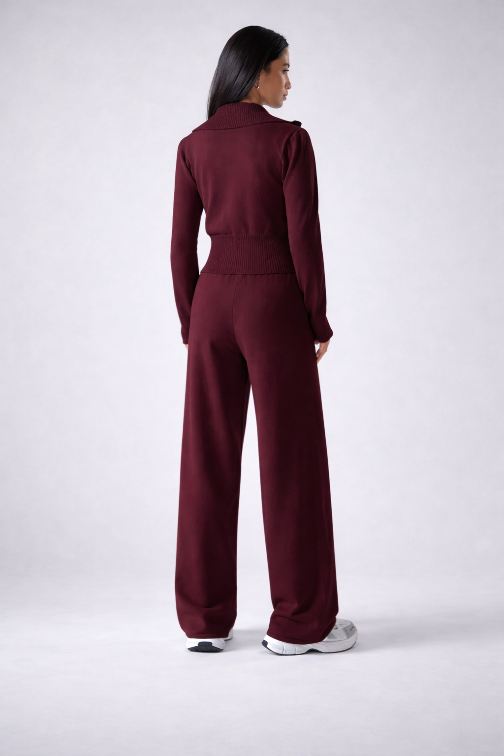 Women’s Zip-Up Knit Lounge Set Cozy Apricot Cardigan And Pants Fall Winter - UltraChic