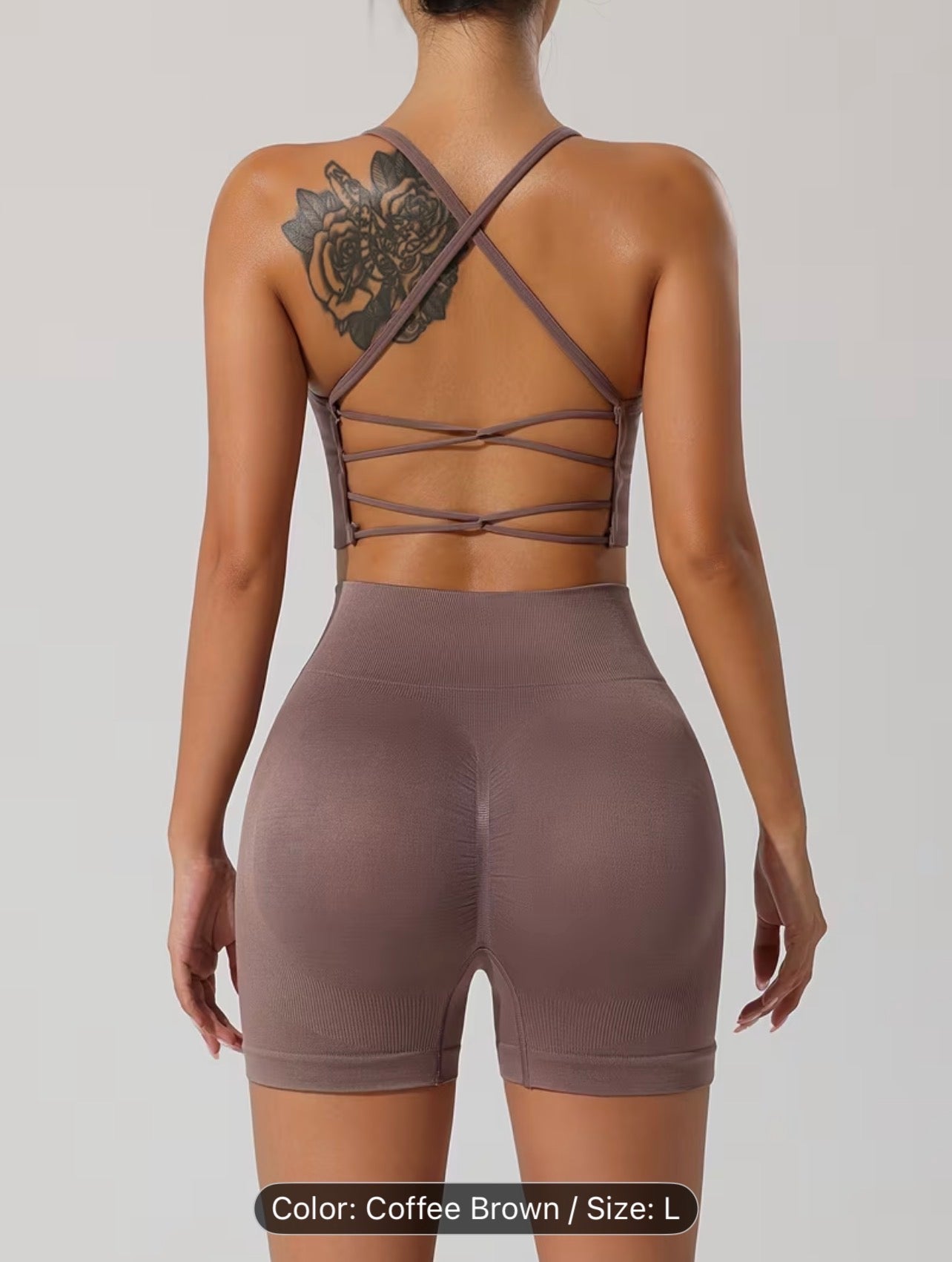 Women’s Seamless Sportswear Set – Cross-Back Breathable Summer Gym Outfit (Top & Shorts)