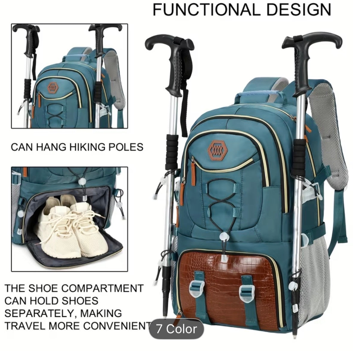40L Large Travel Backpack for Men – Heavy Duty Hiking Backpack with Laptop Compartment & Shoe Storage - UltraChic