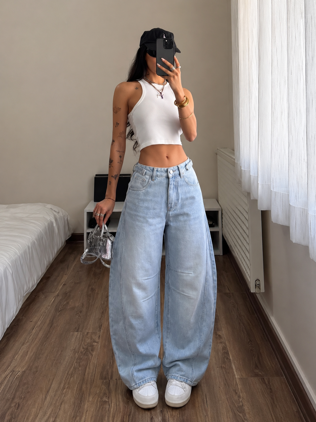Baggy Wide Leg Jeans High Waist Loose Fit Street Style Effortless Cool Look All Season Women