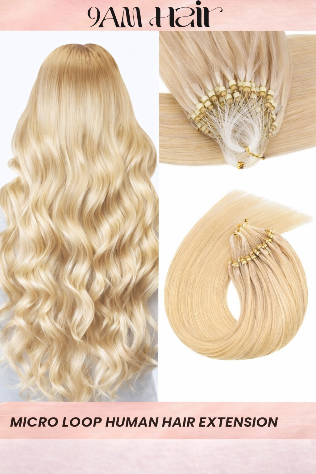 Human Hair Microlink Extensions 50 Strands – Silky Straight Micro Loop Light Brown Hair Extensions for Women