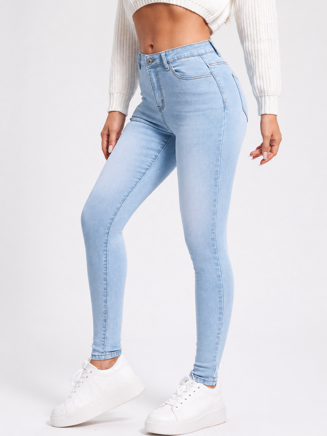 Skinny Denim Jeans High Waist Sculpting Fit Flattering Body Shape All Season Women