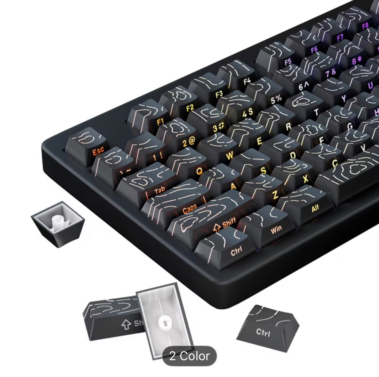 Stylish RGB Contour Line Keycaps – Premium Cherry Profile Backlit Gaming Keycaps for Mechanical Keyboard - UltraChic