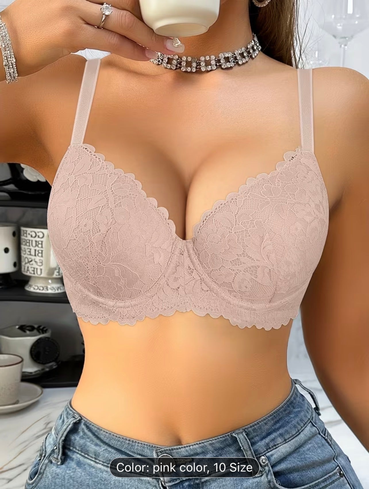 Women’s Lace Patchwork Underwire Bra – Elegant Supportive Lingerie - UltraChic