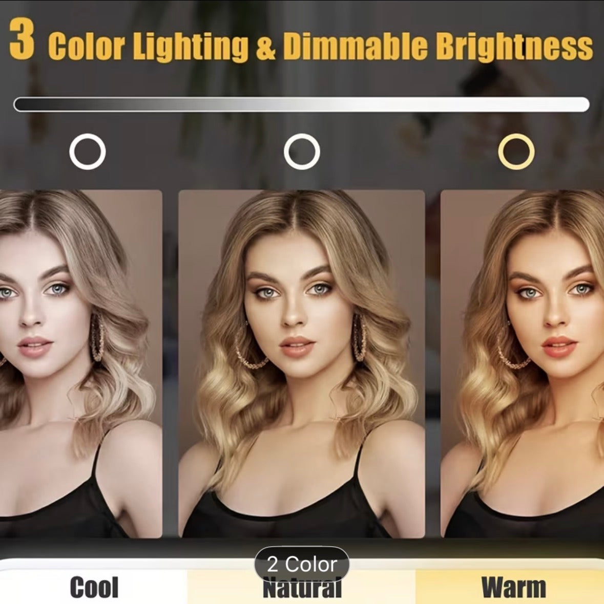LED Makeup Mirror, Rechargeable Desktop Vanity Mirror with Lights, 3 Light Modes, Touch Control, Adjustable Brightness, Portable Lighted Beauty Mirror, Travel Vanity Cosmetic Mirror with Lights - UltraChic