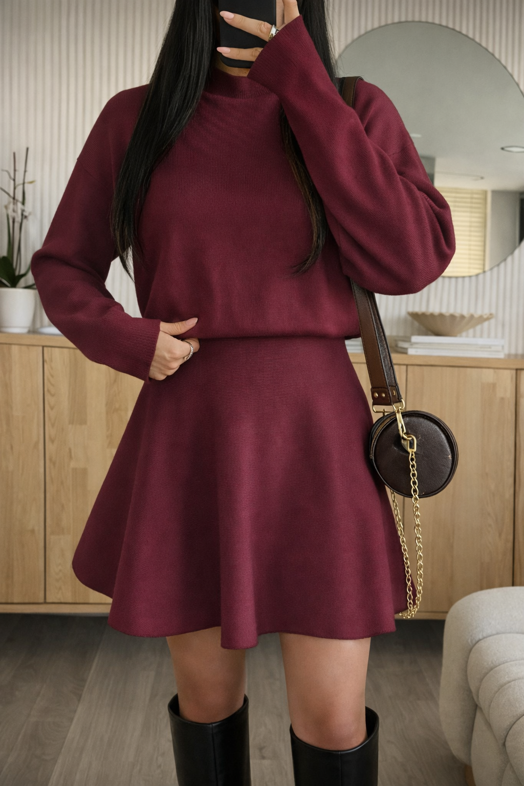 Women’s Knit Sweater Dress – Elegant Winter Commuting Mini Dress - UltraChic