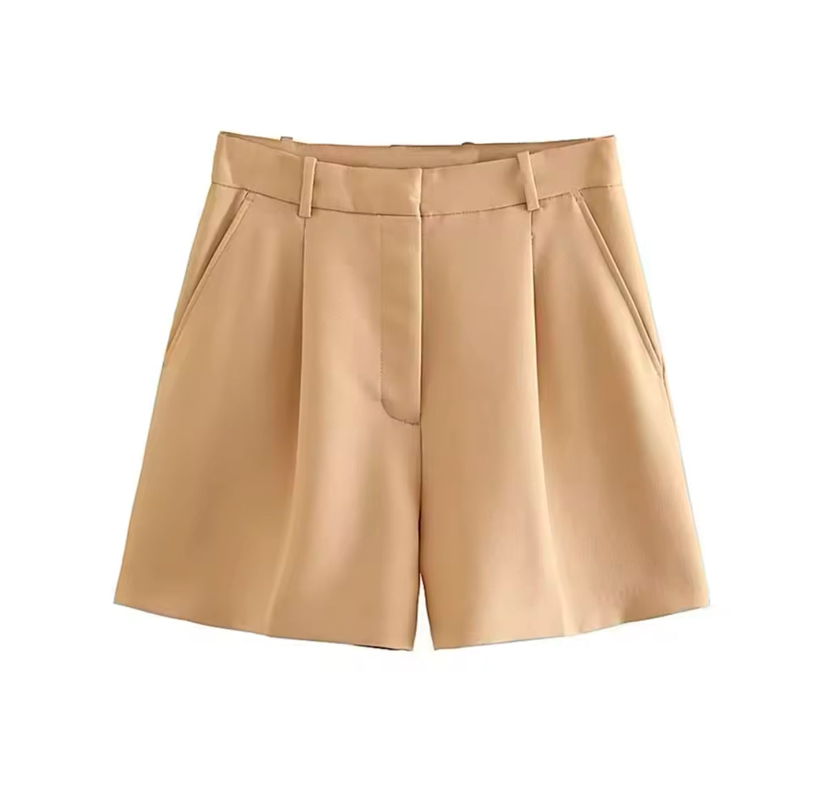 High Waist Bermuda Shorts for Women – Vintage Style with Side Pockets & Zipper Fly – Trendy Summer Fashion