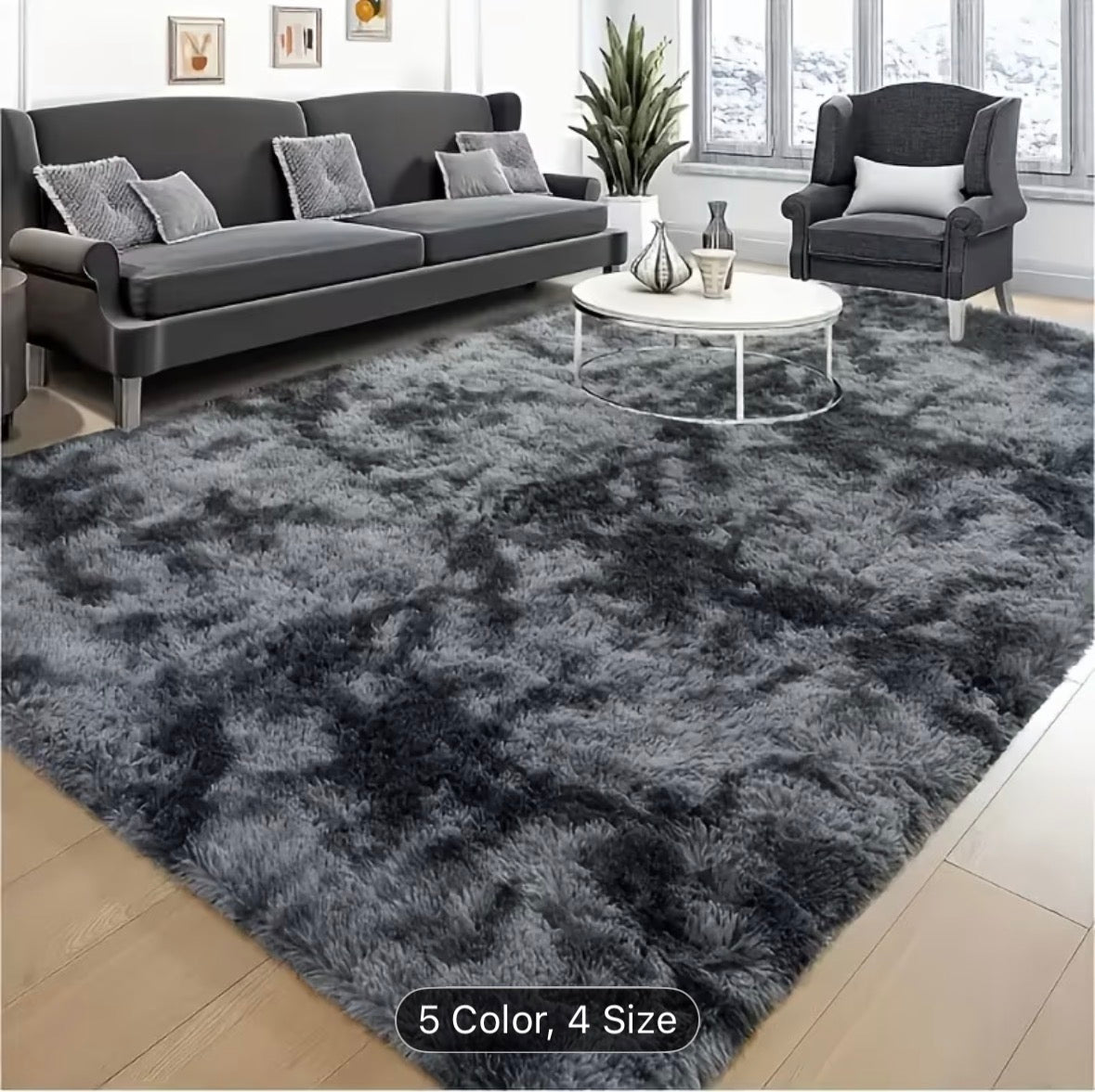 Plush Rectangular Area Mat – Soft Fluffy Non-Slip Rug for Living Room, Bedroom & Office – Easy-Clean Polyester Home Decor