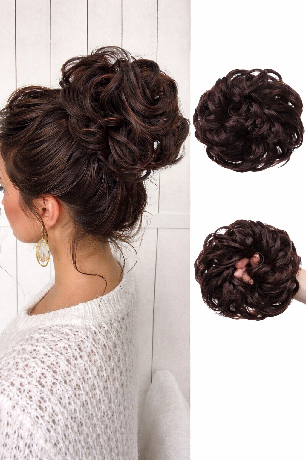 Messy Bun Hair Piece Scrunchie – Wavy Curly Synthetic Chignon Ponytail Thick Updo Hair Extension for Women - UltraChic