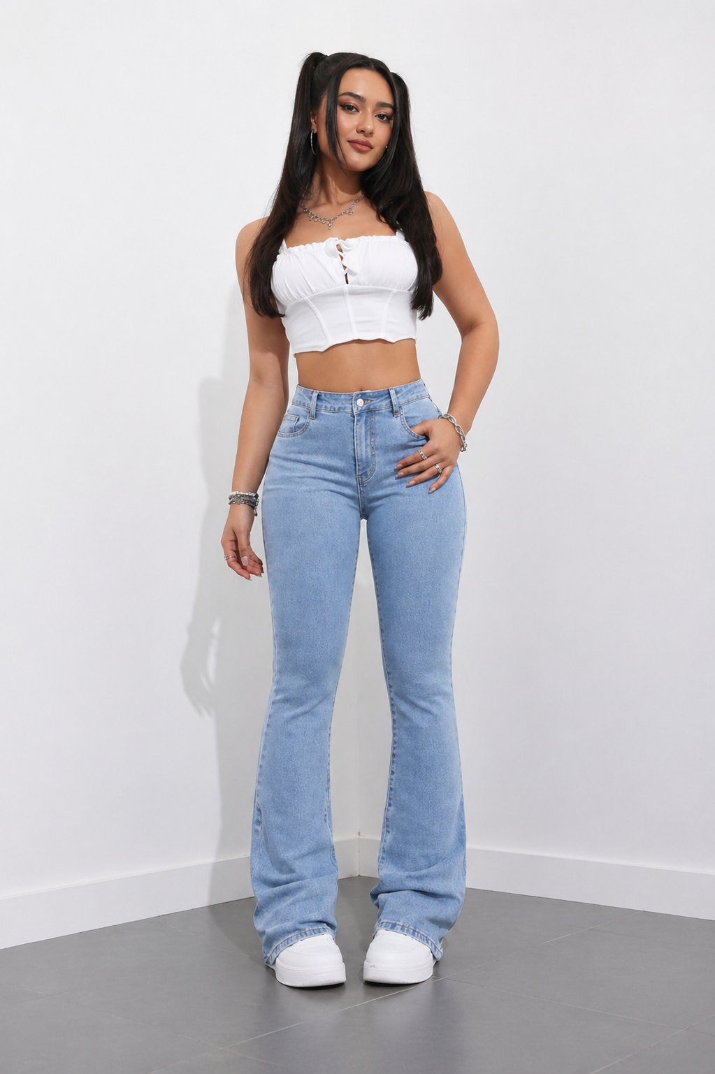 Flare Leg Jeans Slim Fit Shape Enhancing Effortless Chic Look Spring Summer Women