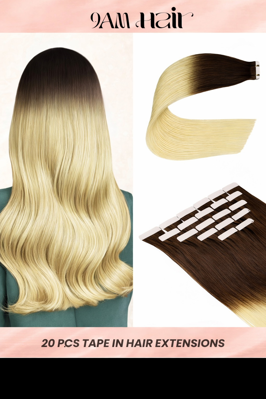 Tape In Human Hair Extensions Remy – Medium Ash Brown Seamless Straight Tape Hair Extensions for Women