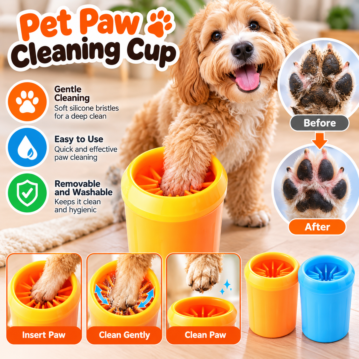 Dog Paw Cleaner Cup – Portable Silicone Paw Washer
