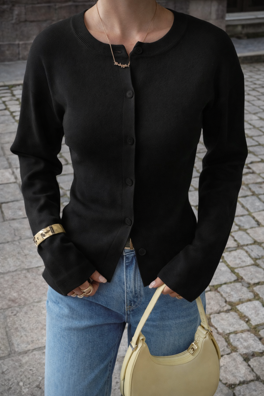Women’s Black Button Cardigan Top – Long Sleeve Casual Y2K Style Going Out Knitwear - UltraChic