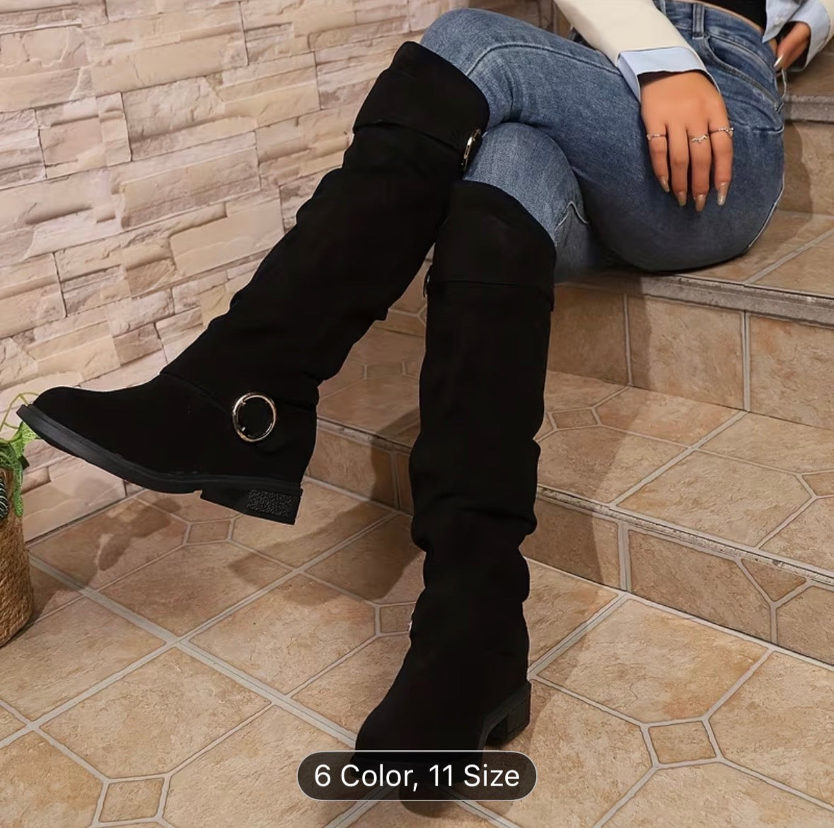 Women’s Slip-On Knee-High Boots – Cushioned Insole, Non-Slip Sole, Mid-Heel Platform All-Season Boots - UltraChic