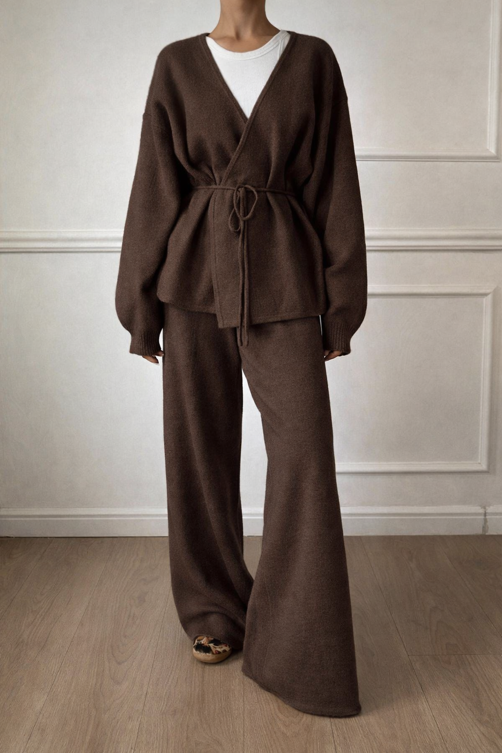 Women’s Wrap Knit Two-Piece Set – Cozy Autumn/Winter Casual Outfit - UltraChic
