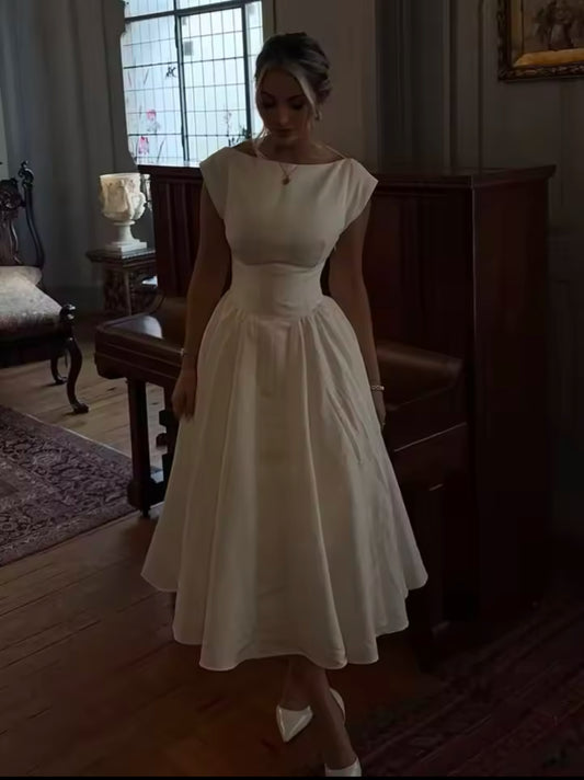 Chic White Backless Ruffled Long Dress for Women – Elegant Sleeveless O-Neck, High-Waisted Slim-Fit Summer Robe 2025