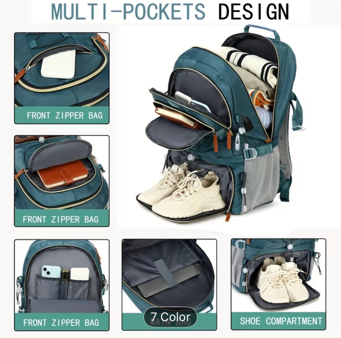 40L Large Travel Backpack for Men – Heavy Duty Hiking Backpack with Laptop Compartment & Shoe Storage - UltraChic