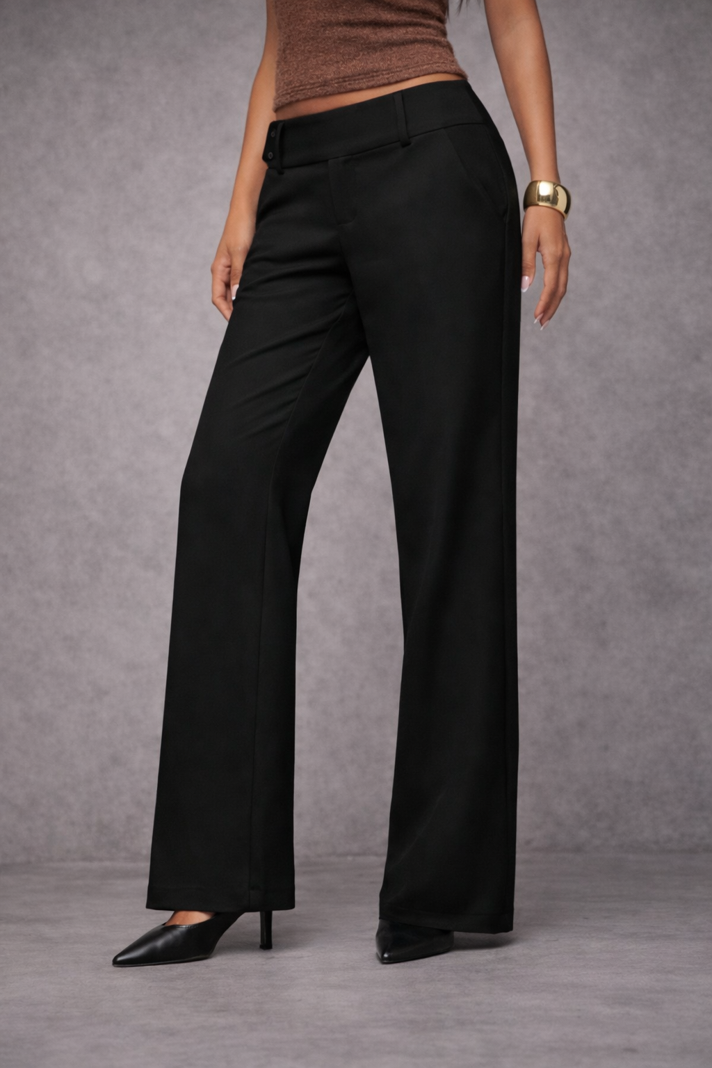 Women’s Low-Waist Black Casual Pants – Everyday Essential - UltraChic