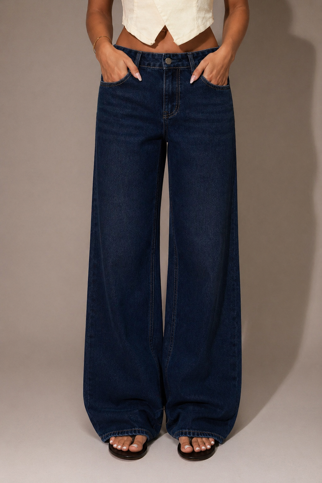 Low Rise Baggy Wide Leg Jeans Relaxed Fit Streetwear Look Fall Winter Women