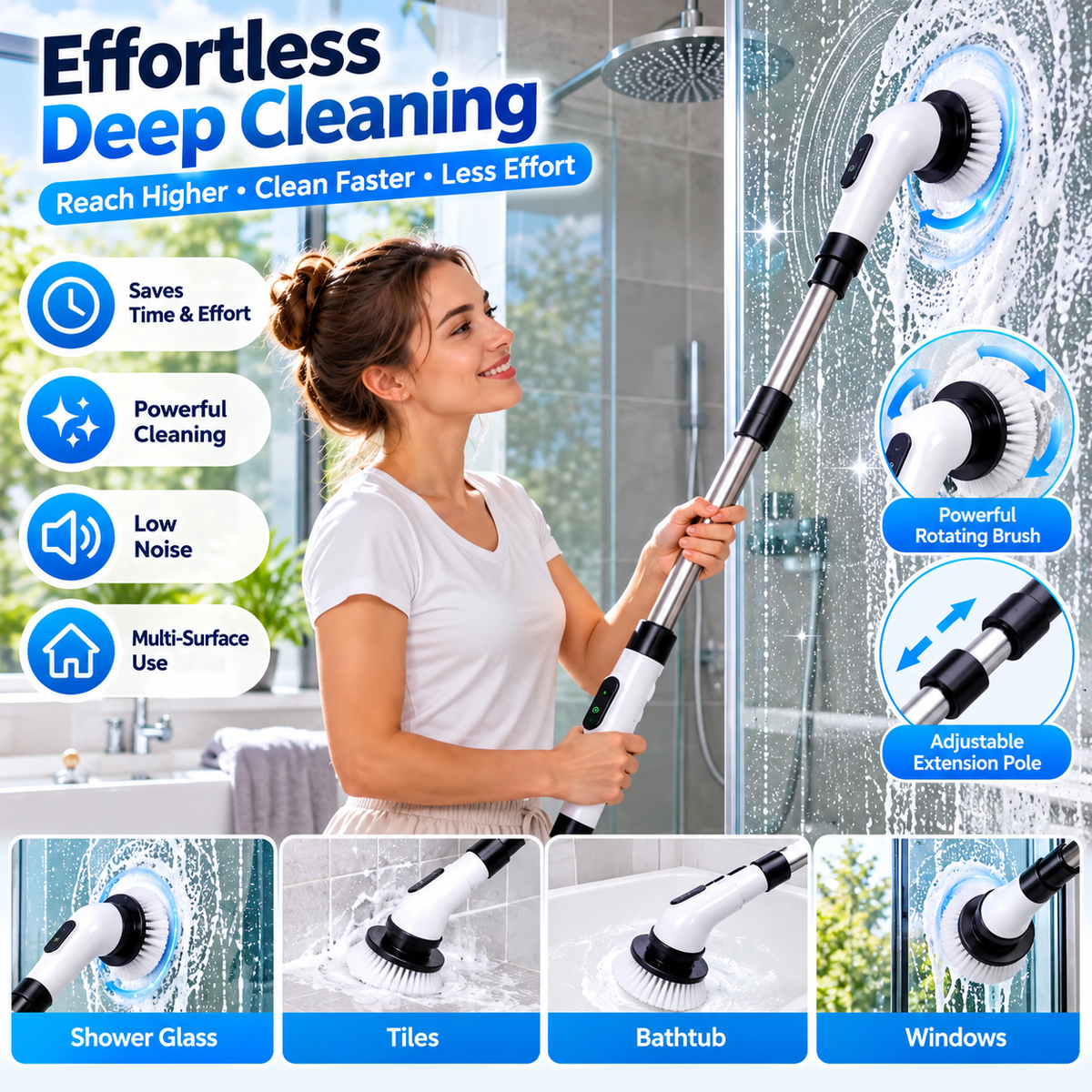 7-in-1 Electric Spin Scrubber – Cordless Cleaning Brush