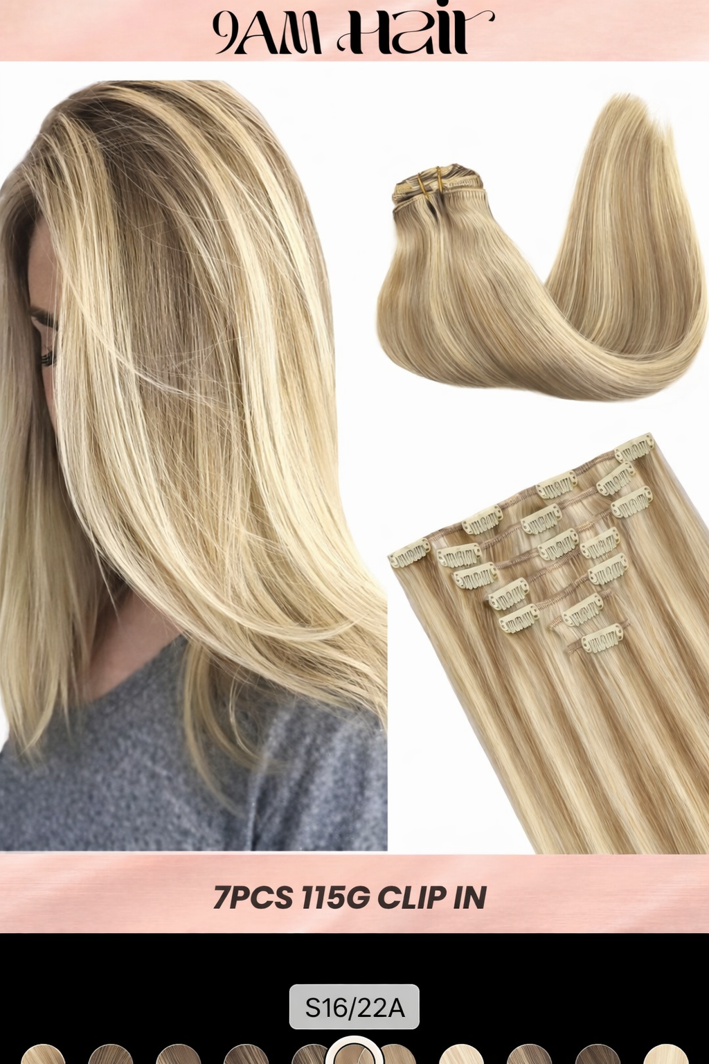Clip In Human Hair Extensions 7PCS Remy – Double Weft Invisible Natural Hair Extensions for Women