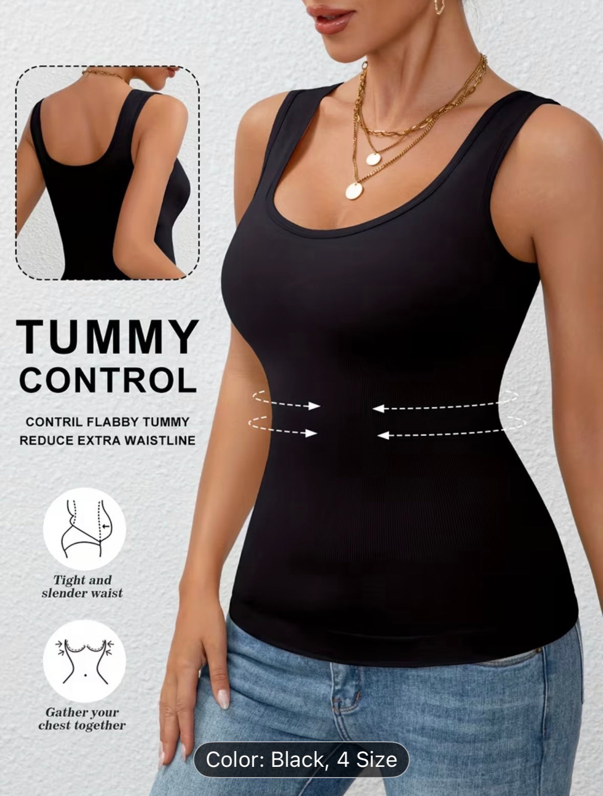 Women’s Tummy Control Vest – Sleeveless Shapewear, Waist Cincher, Comfortable Workout & Daily Wear - UltraChic