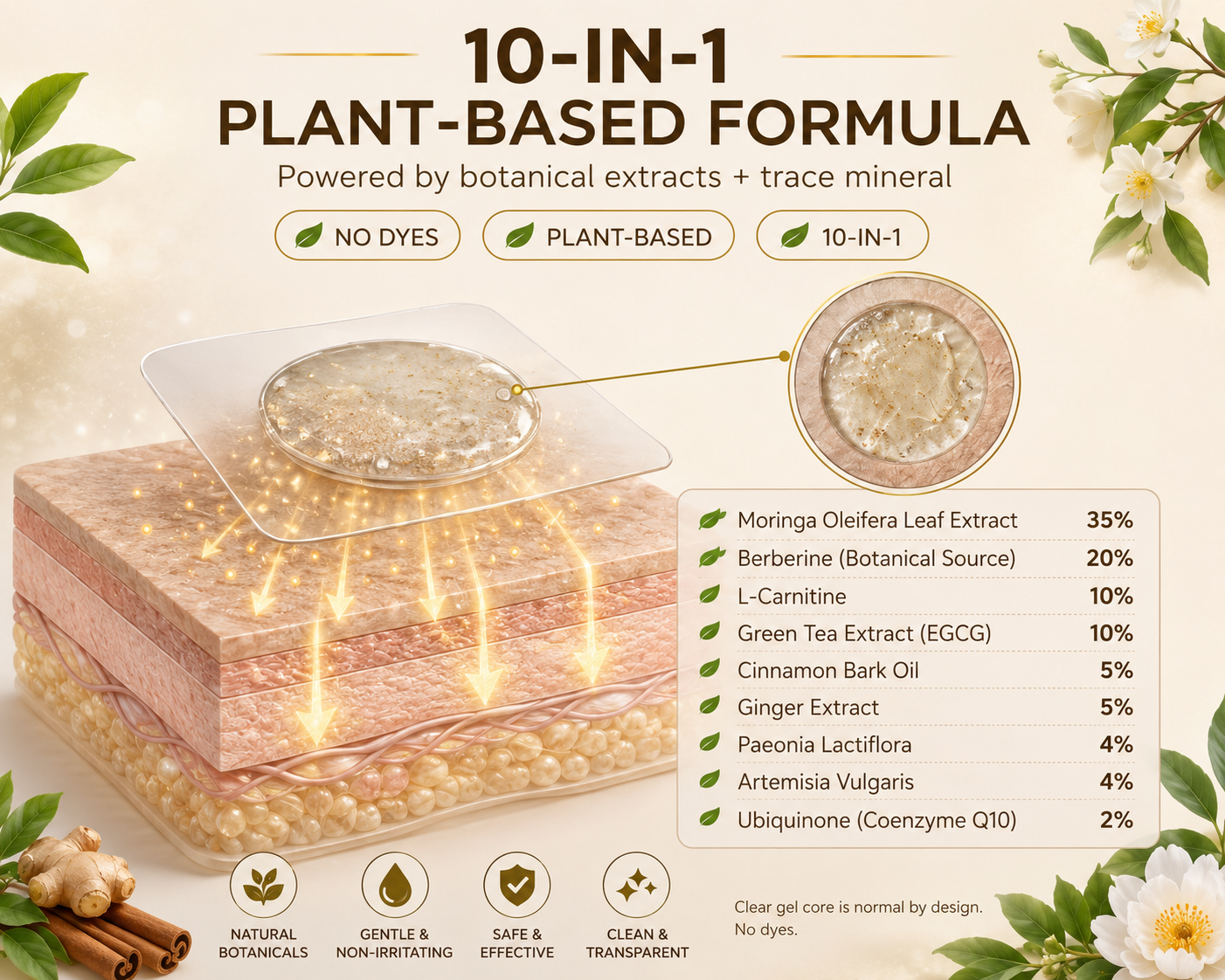 Moringa Berberine x NAD+ 10-in-1 Advanced Nano Microneedle Patch – Natural Weight Management & Metabolism Support