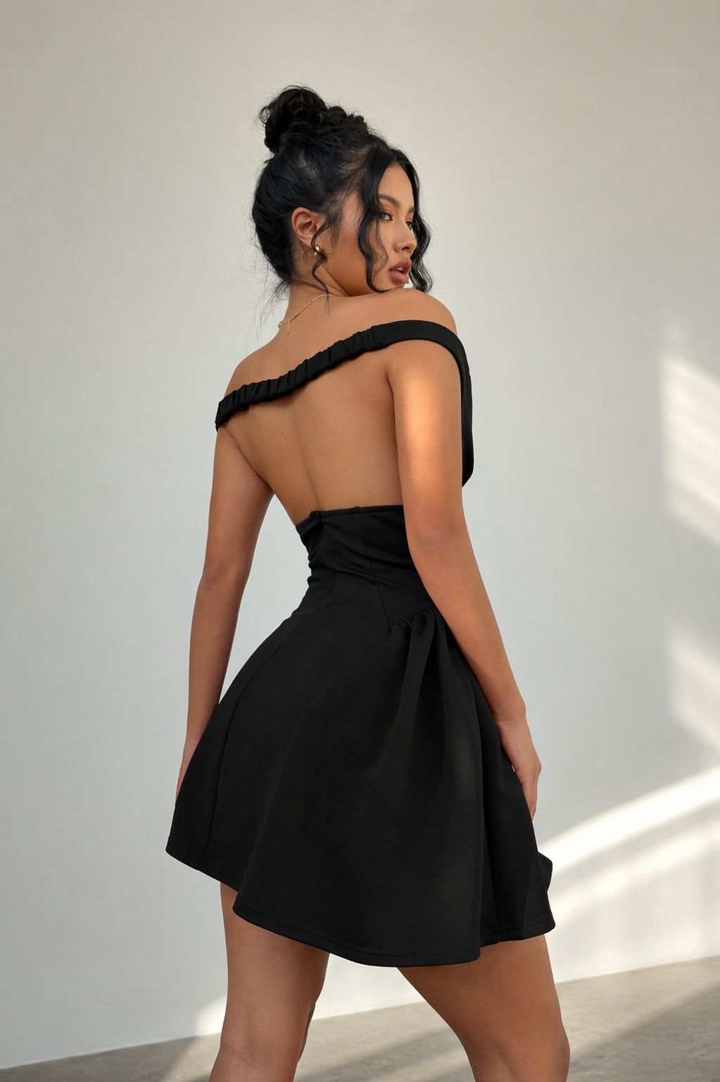 Off Shoulder Flare Mini Dress for Women – Slimming Fit Elegant Summer Party & Date Night Dress