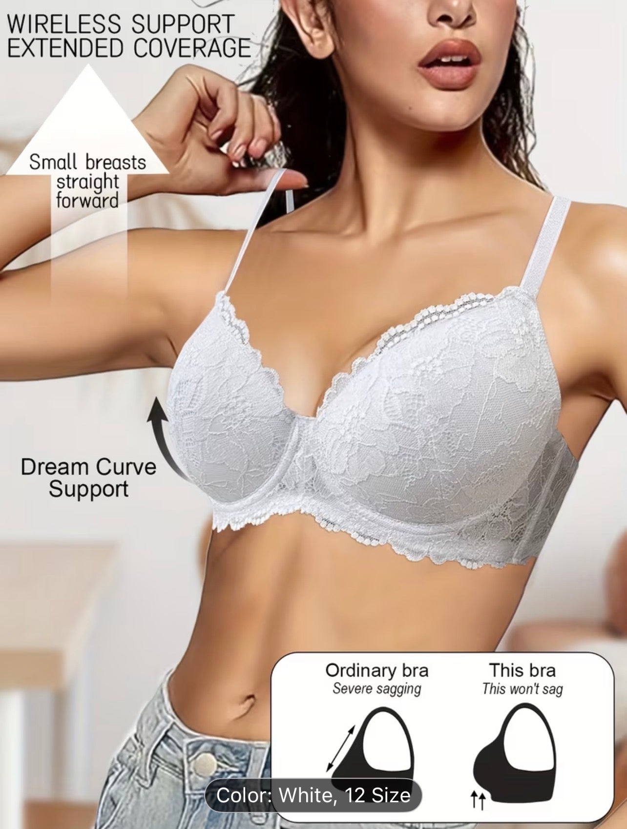 Women’s Lace Patchwork Underwire Bra – Elegant Supportive Lingerie - UltraChic