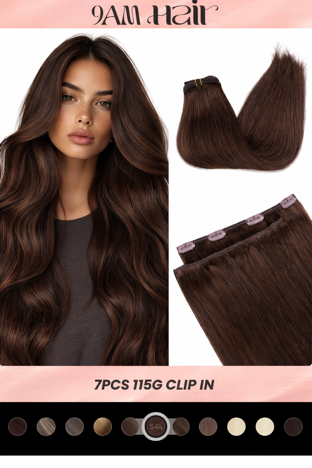 Clip In Human Hair Extensions 7PCS Remy – Double Weft Invisible Natural Hair Extensions for Women