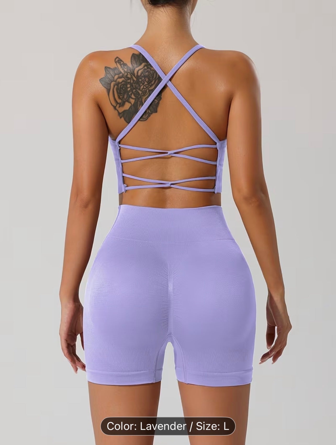 Women’s Seamless Sportswear Set – Cross-Back Breathable Summer Gym Outfit (Top & Shorts)