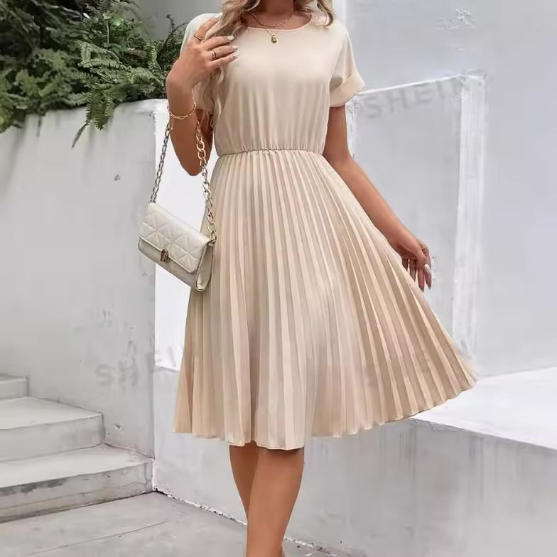 Clasi Elegance: Solid Pleated A-Line Maxi That Moves with You
