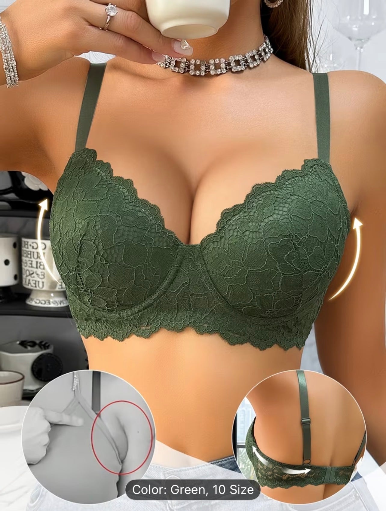 Women’s Lace Patchwork Underwire Bra – Elegant Supportive Lingerie - UltraChic