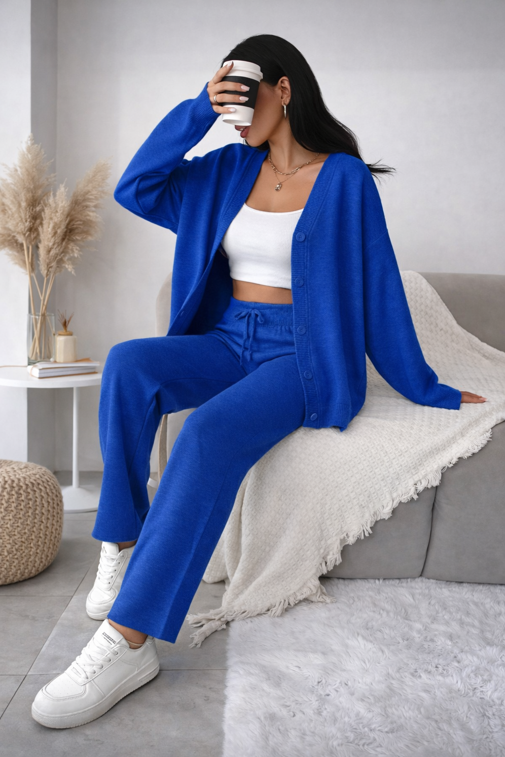 Women’s Button Front Knit Two-Piece Set – Cozy Winter Minimal Outfit - UltraChic