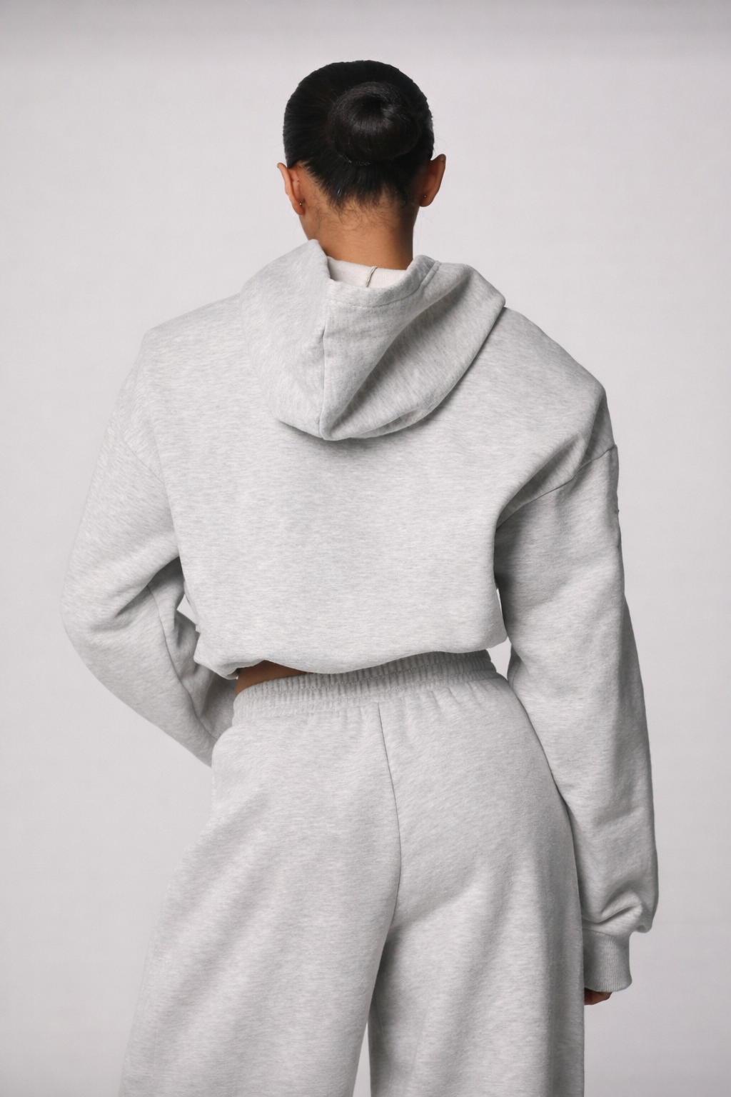Women’s Oversized Shoulder Pad Cropped Hoodie – Bubble Hem Fall Winter Streetwear