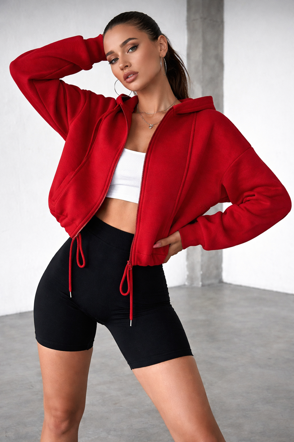 Women’s Plus Size Zip-Up Hoodie – Drawstring Hem Fall Winter Casual Essential