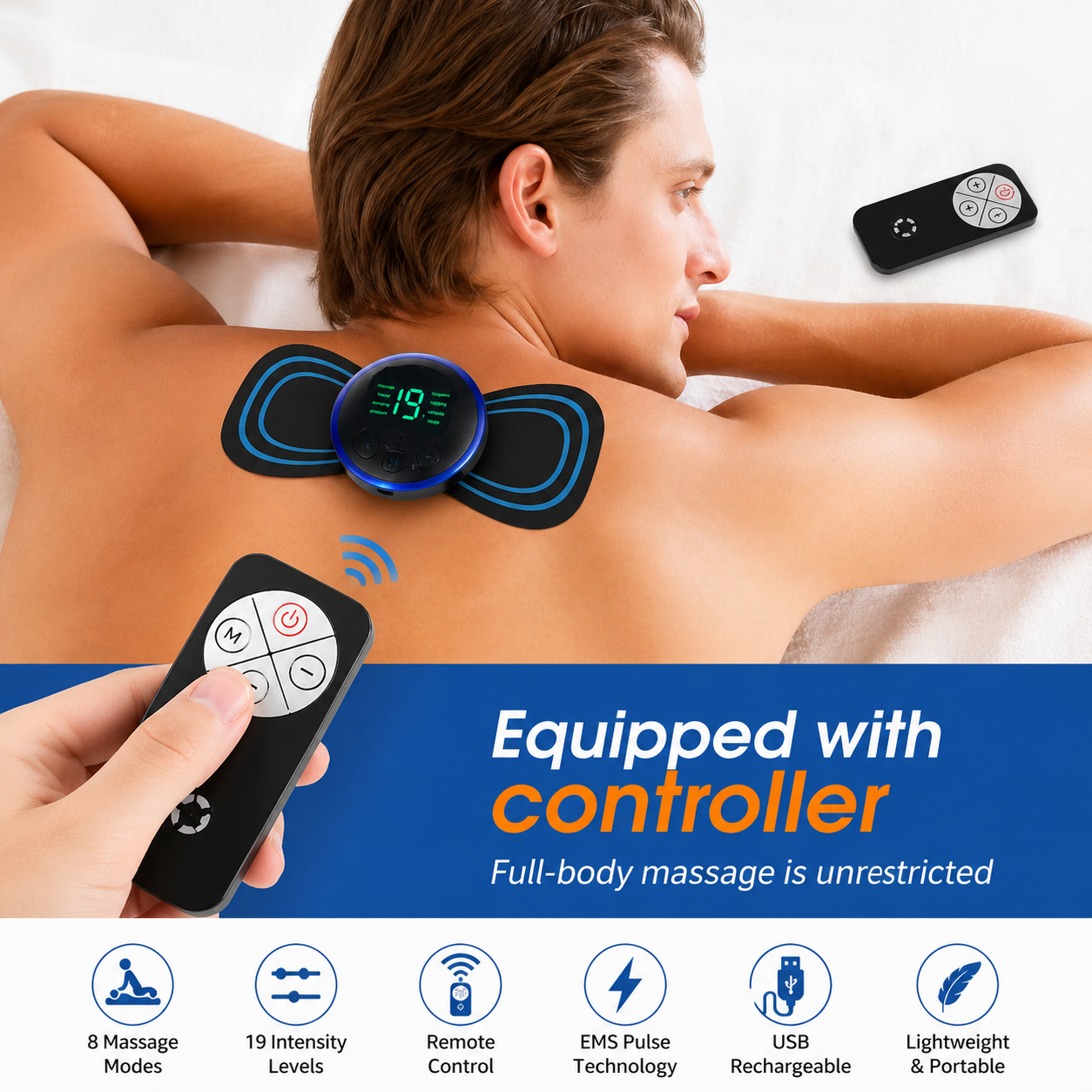 Wireless Body Massager Remote Control Full Body Relief Deep Relaxation Daily Comfort Unisex - UltraChic