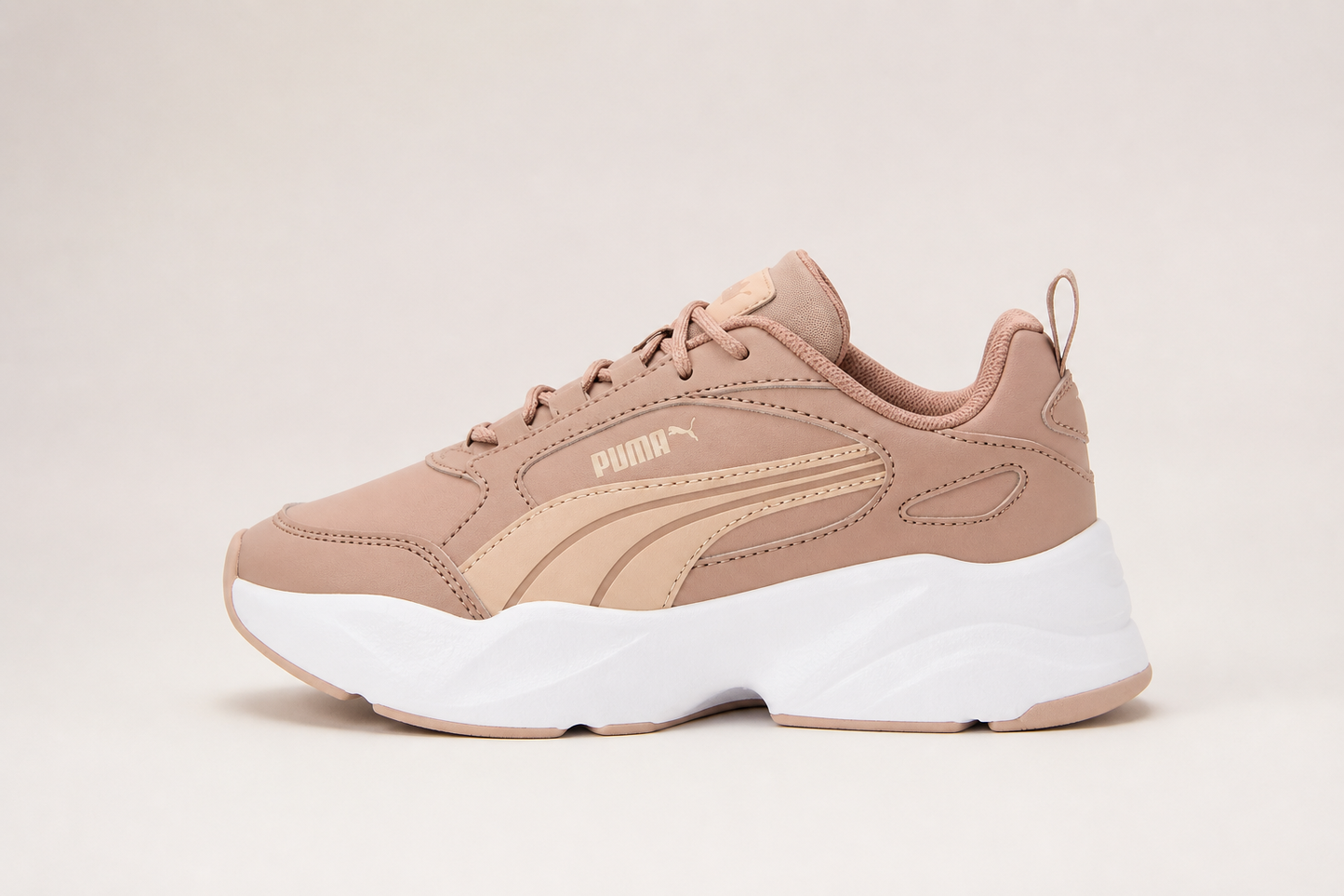 PUMA Cassia 2.0 Women’s Chunky Sneakers – Stylish Platform Shoes in Sandstone Rose Latte White - UltraChic