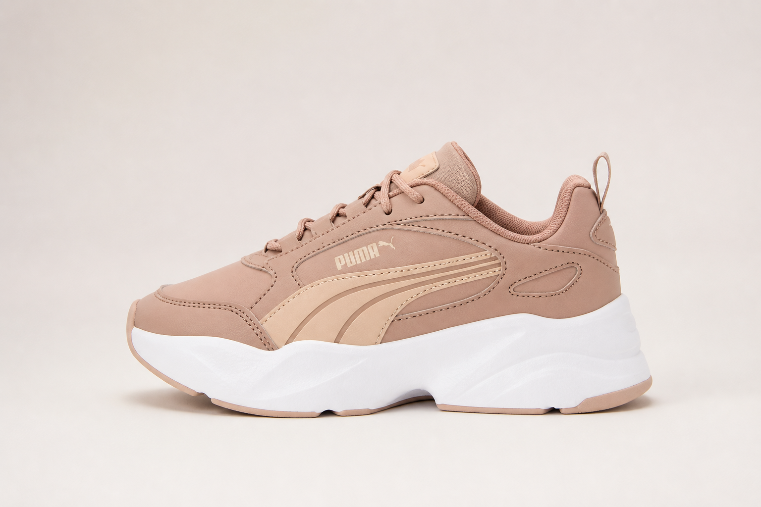 PUMA Cassia 2.0 Women’s Chunky Sneakers – Stylish Platform Shoes in Sandstone Rose Latte White - UltraChic