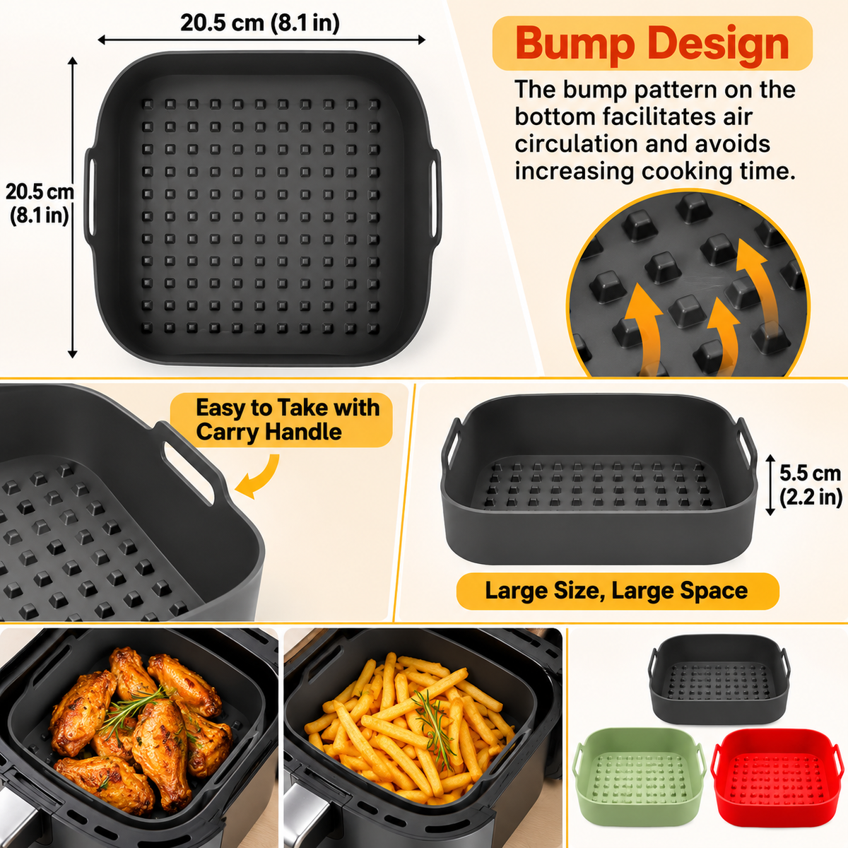 Reusable Silicone Air Fryer Liners – Non-Stick Cooking Basket Inserts