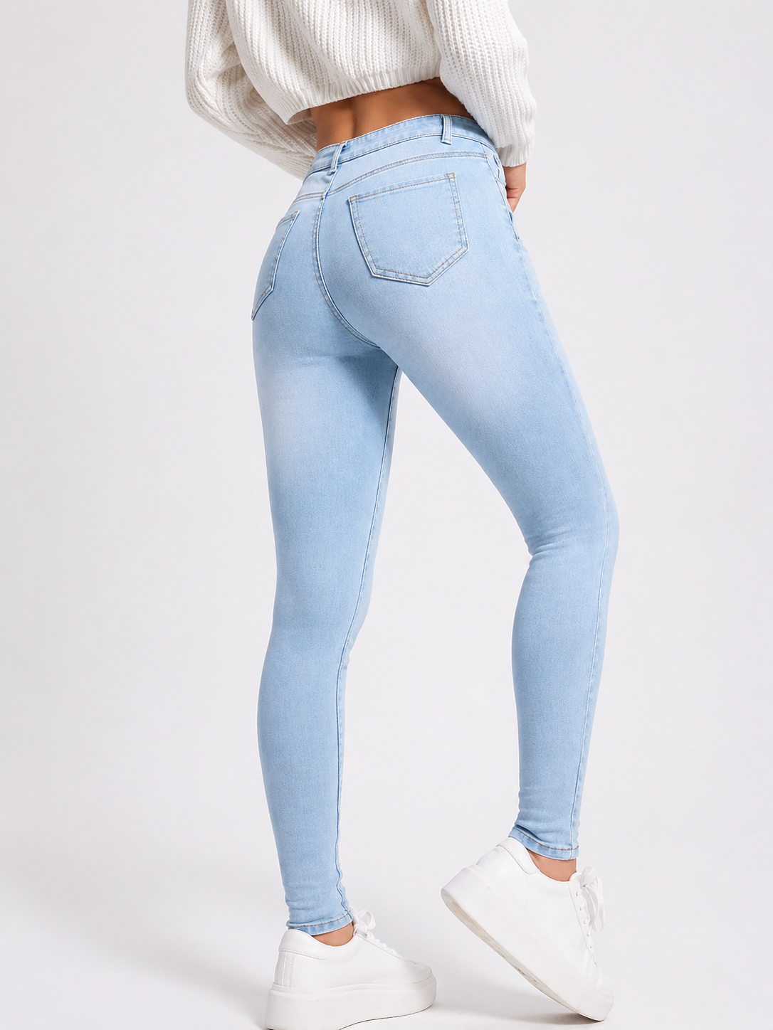 Skinny Denim Jeans High Waist Sculpting Fit Flattering Body Shape All Season Women