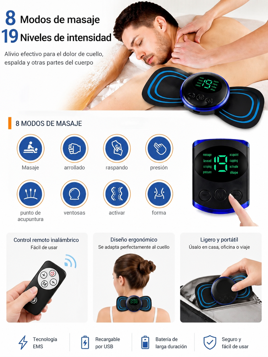 Wireless Body Massager Remote Control Full Body Relief Deep Relaxation Daily Comfort Unisex - UltraChic