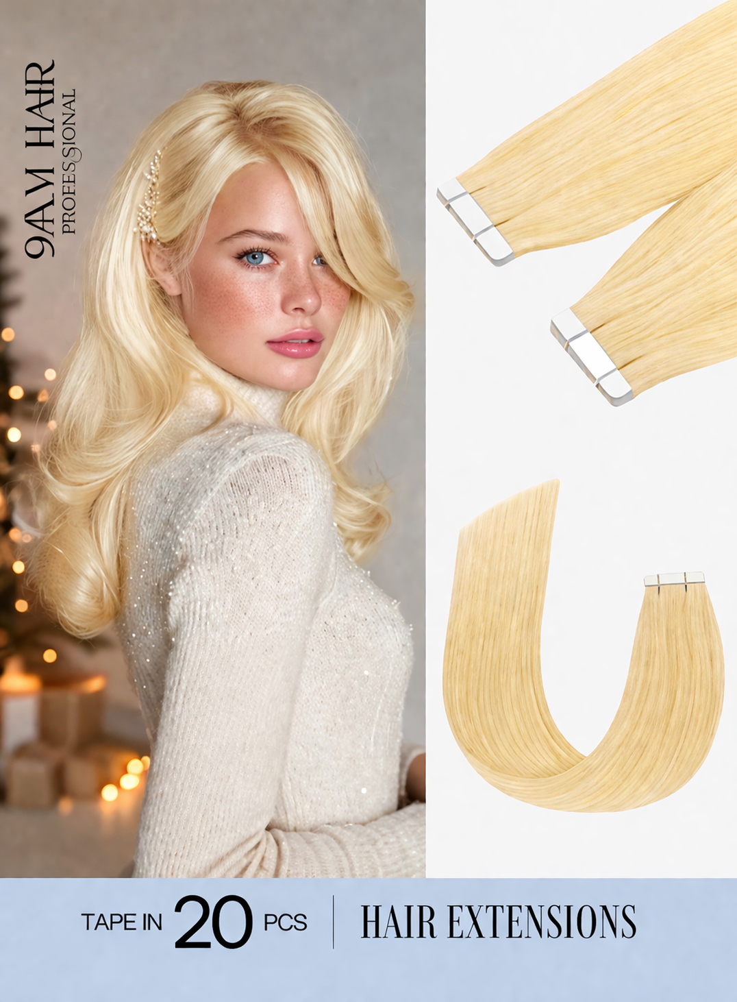 Tape In Human Hair Extensions Remy – Medium Ash Brown Seamless Straight Tape Hair Extensions for Women