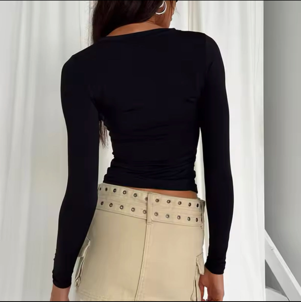 Slim Fit Long Sleeve T-Shirt for Women – Stylish Casual Crop Tops for Spring & Autumn – Y2K Streetwear Tee