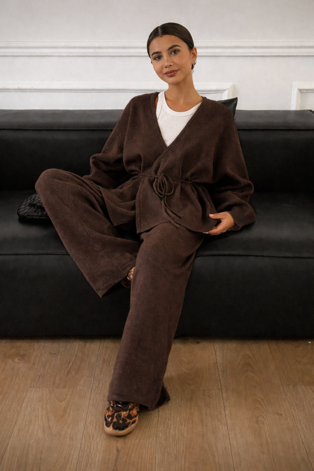 Women’s Wrap Knit Two-Piece Set – Cozy Autumn/Winter Casual Outfit - UltraChic