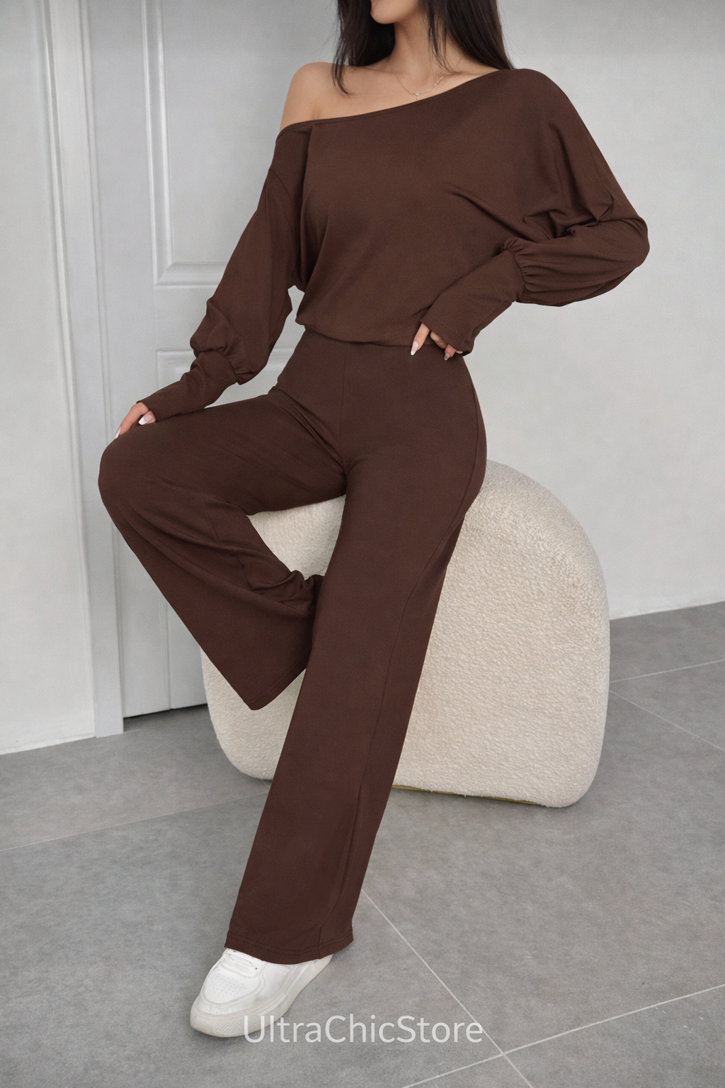 Women’s Off-Shoulder Long Sleeve Jumpsuit – Elegant Autumn Casual Look