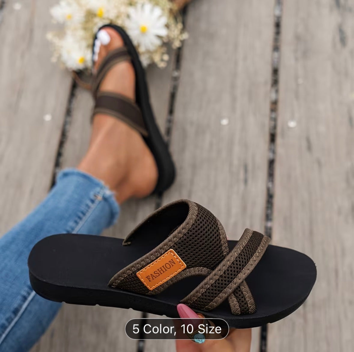 Women’s Sport-Style Sandals – Breathable Mesh, Comfortable & Versatile Flat-Soled Slippers