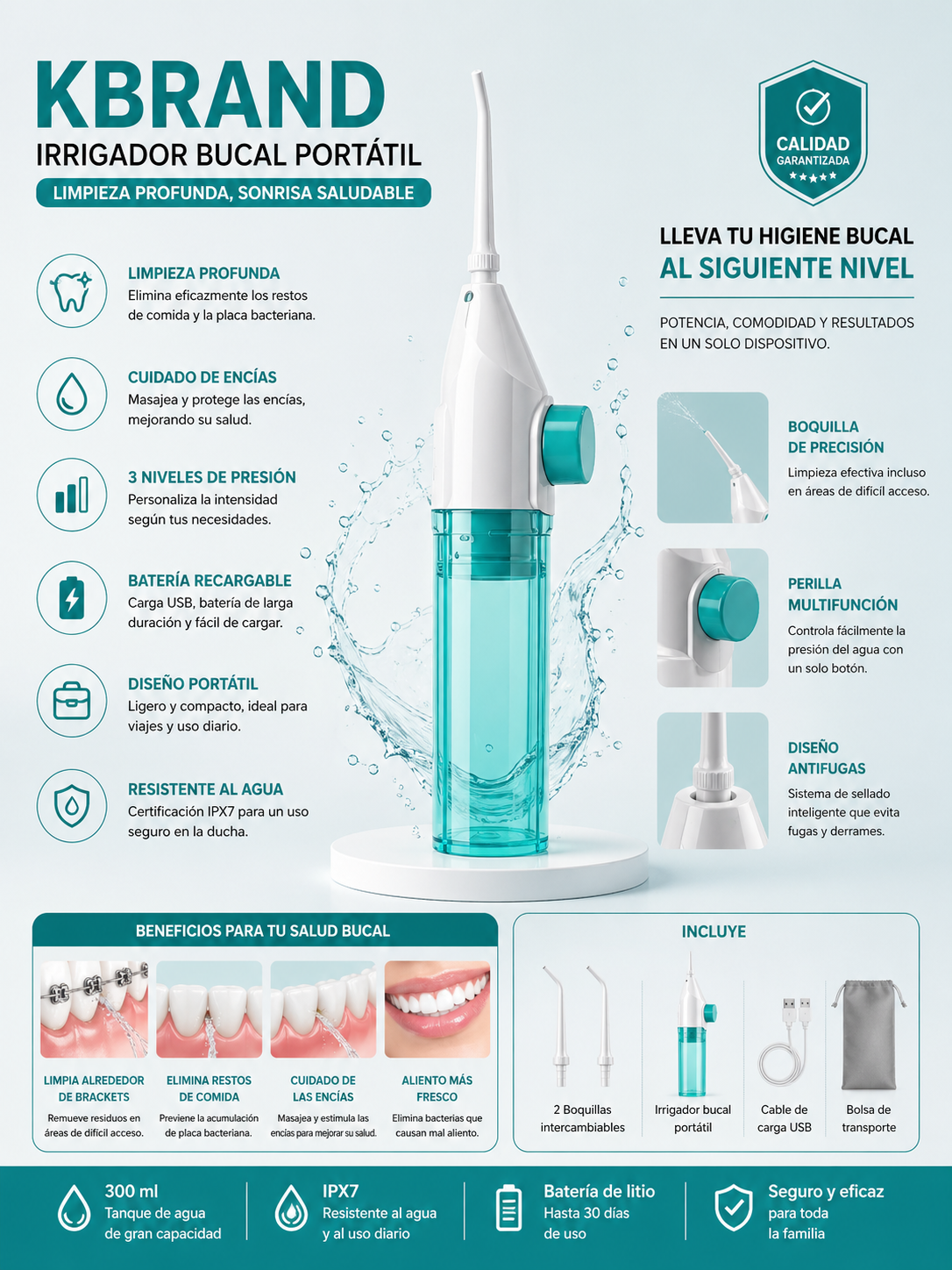 Portable Water Flosser High-Pressure Deep Clean Fresh Breath Travel Essential Unisex - UltraChic