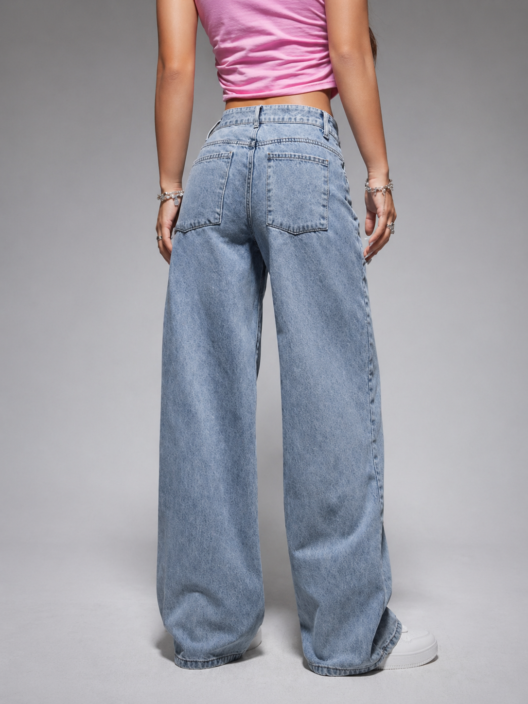 Wide Leg Denim Jeans High Waist Fit Flattering Silhouette Casual All Season Women