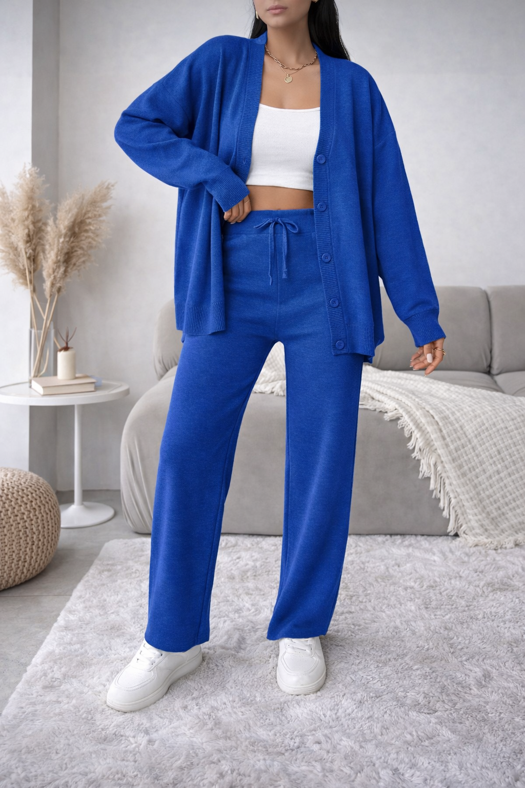 Women’s Button Front Knit Two-Piece Set – Cozy Winter Minimal Outfit - UltraChic